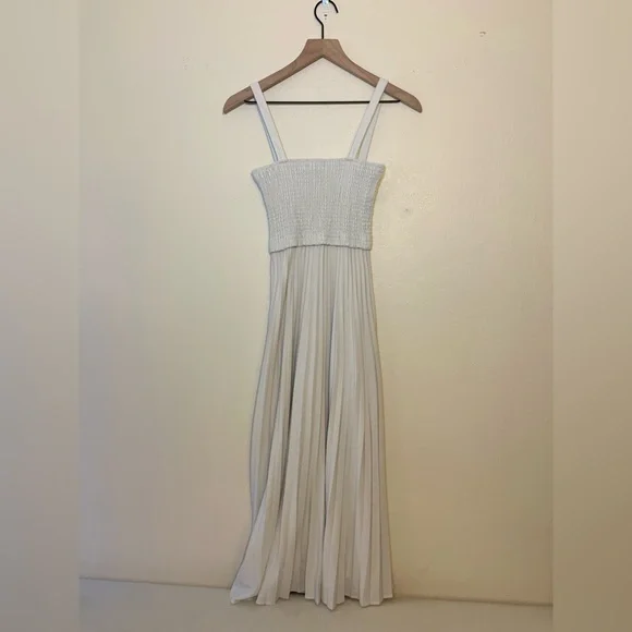 Proenza Schouler Dress - Women’s 4 White - Pleats Midi Faux Leather - Picture 3 of 11